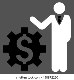 Businessman Options vector icon. Style is bicolor flat symbol, black and white colors, gray background.