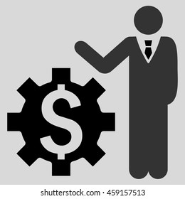 Businessman Options vector icon. Style is flat symbol, black color, light gray background.