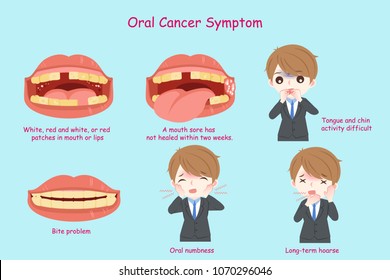 businessman with oral cancer on the blue background