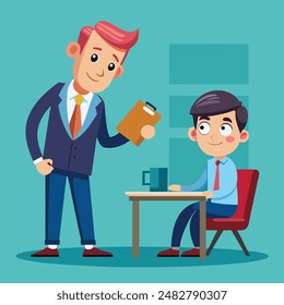 Businessman Ordering Subordinate Flat Illustration