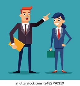 Hombre de negocios que ordena la ilustración plana subordinada