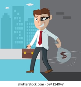 Businessman other side is robber, vector illustration cartoon