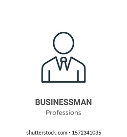 Businessman outline vector icon. Thin line black businessman icon, flat vector simple element illustration from editable professions concept isolated on white background