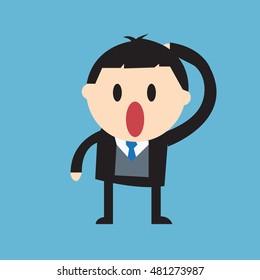 Businessman over growing chart - vector illustration