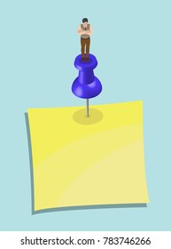 Businessman Over Pushpin and Note Paper-2
