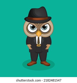 Businessman Owl Cartoon Character Vector Art