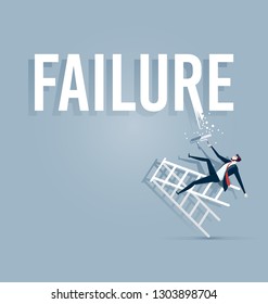 Businessman painting the word failure but fell down miserably. Business Concept Vector