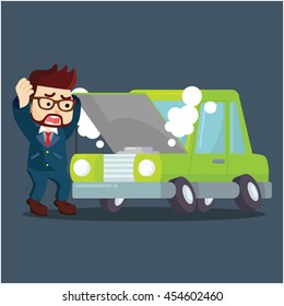 businessman panic his car damaged