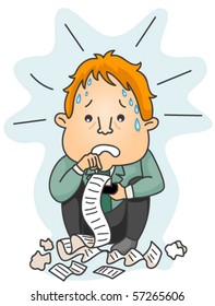 Businessman panicking over his computation - Vector