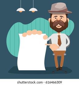 Businessman and paper concept design,clean vector