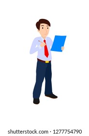 businessman with papers, documents  and pencil