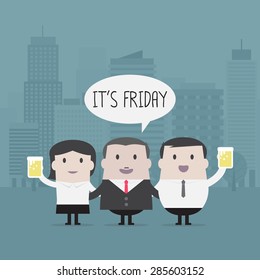 Businessman party with Boss - Vector