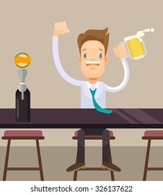 Businessman party on Friday. Vector flat illustration