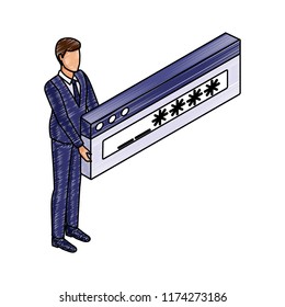 Businessman with password scribble