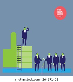 Businessman paying to see from an I like hand. Vector illustration Eps10 file. Global colors&layers.