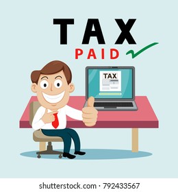 Businessman paying tax payment online, illustration vector cartoon