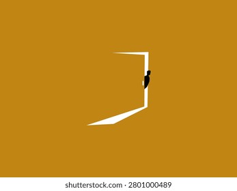 businessman peeked inside through the door