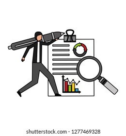 businessman with pen and report