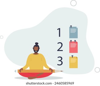 businessman with pencil categorized sticky notes.flat vector illustration.