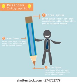 Businessman with pencil idea. vector design illustration.