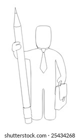 Businessman with pencil. Vector