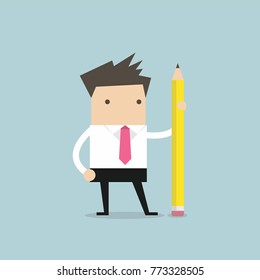 Businessman with pencil. vector