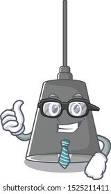 Businessman pendant lamp stuck to cartoon wall