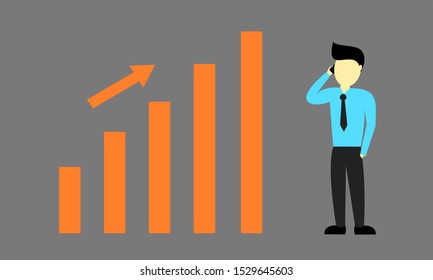 Businessman people are calling to talk about business profits. Business Concept. Vector illustration