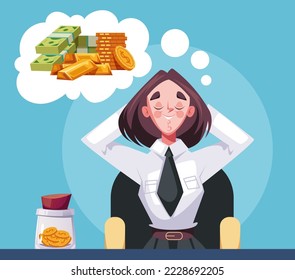 Businessman people office workers characters dreaming about money concept. Vector graphic design illustration element
