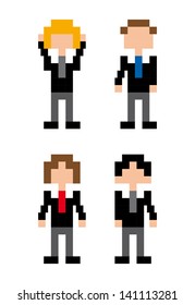 businessman people pixel design over white background vector illustration