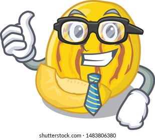 Businessman pepino melon in a cartoon basket