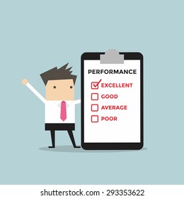 Businessman with performance check list