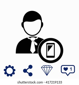 Businessman with phone icon.