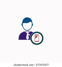 Businessman with phone  icon Vector design. Colored illustration.