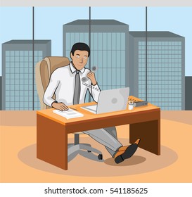 Businessman with the phone in the office