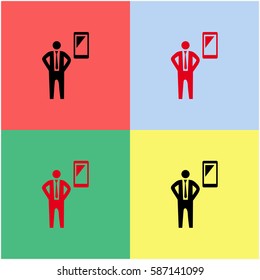 Businessman with phone vector  icon.