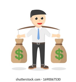 businessman pick up the sack of money