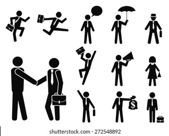 businessman pictogram icons set