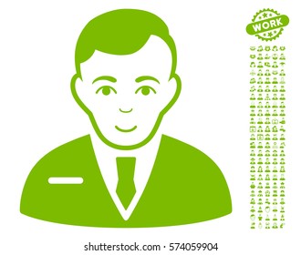 Businessman pictograph with bonus men clip art. Vector illustration style is flat iconic eco green symbols on white background.