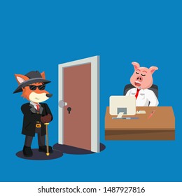businessman pig sleep in home become a mafia