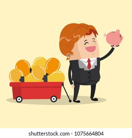 Businessman with piggy