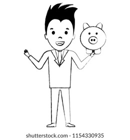businessman with piggy savings