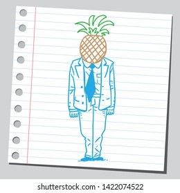 Empresario con piña en lugar de la cabeza.