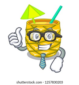 Businessman Pineapple juice in glassware on mascot