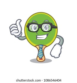 Businessman ping pong racket character cartoon