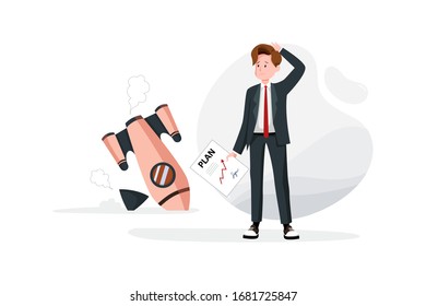 Empresario con plan y cohete se estrelló. Fallo comercial, el cohete se cae.