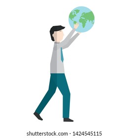 businessman with planet earth avatar character vector illustration design