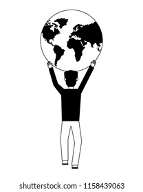 businessman with planet earth isolated icon