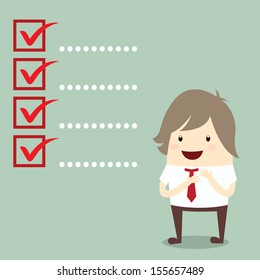 businessman is planning with popular checklist symbol right mark isolated, business concept