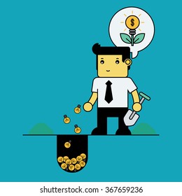 Businessman plant idea tree.